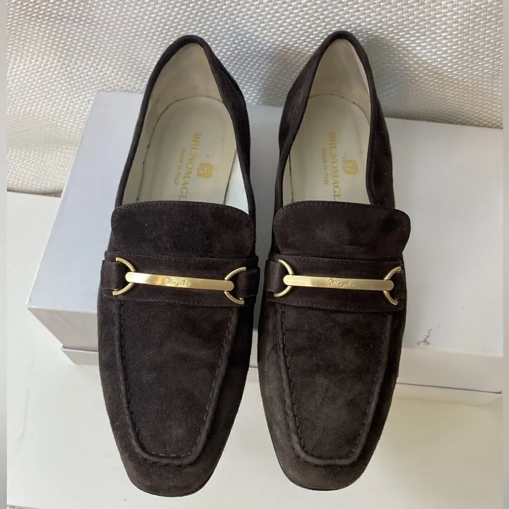 Bruno Magli brown suede loafers made in Italy size 37 or 7 - Picture 2 of 12